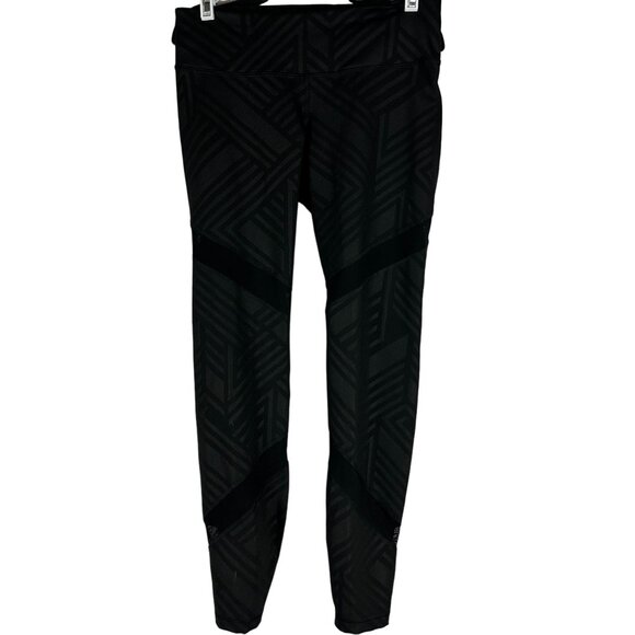 Old Navy Active Go Dry Leggings Womens Medium Black Geometric Print Fitted - Picture 1 of 6